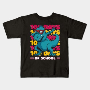 100 Days of school typography featuring a T-rex dino Dabbing #1 Kids T-Shirt